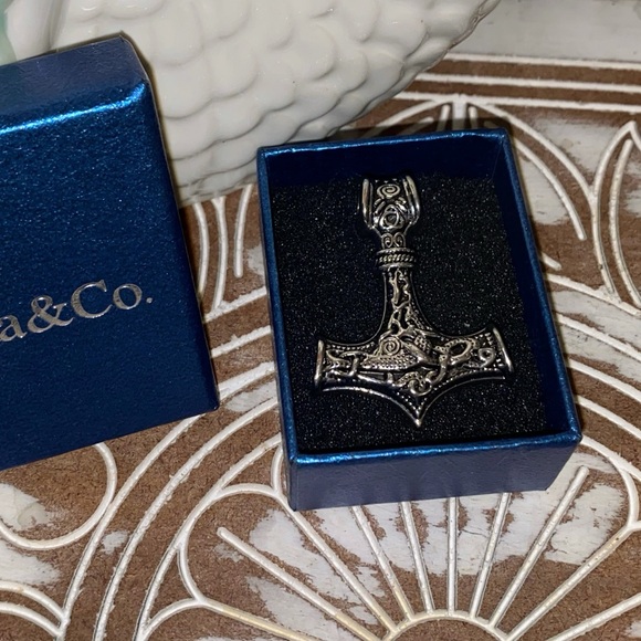 THORS HAMMER STAINLESS STEEL SILVER PENDANT CHARM FOR NECKLACE - Picture 6 of 6